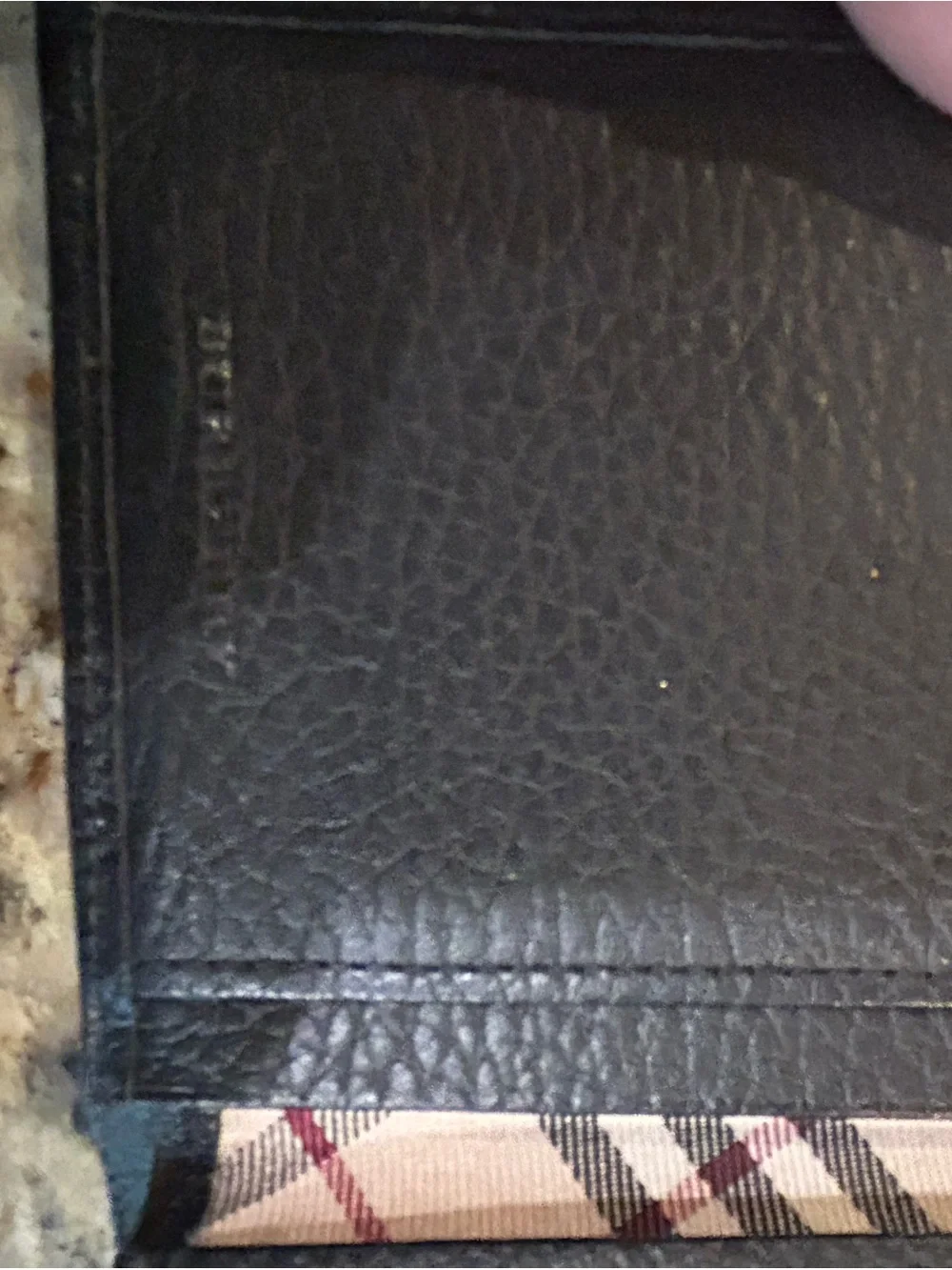 Burberry Men's Black Pebbled Leather Bifold Wallet